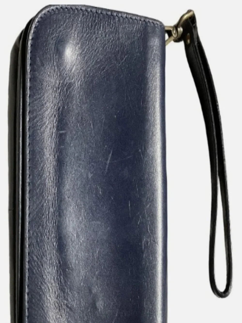 ANONIMO FIORENTINO ITALY VINTAGE NAVY BLUE SOFT LEATHER WRISTLET WALLET
